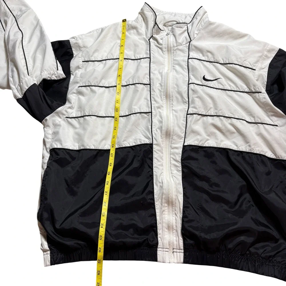 Nike VINTAGE 90s Windbreaker Jacket White‎ Black Athletic Retro Mens XL